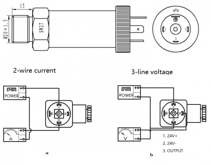 4-20mA Wassergas-Luftdruckwandler Flüssigkeitsanwendungsdrucksensor Transmitter 1