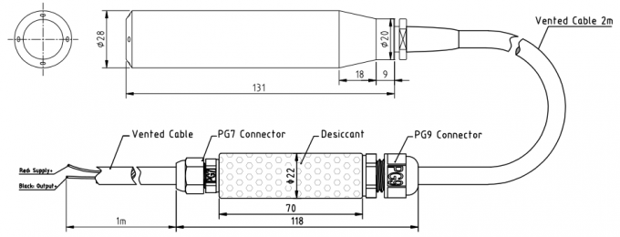 12V Gleichstrom-Hydrostatisches Unterwasser-Flüssigkeitsstandsdetektor Wassertiefsensor 1